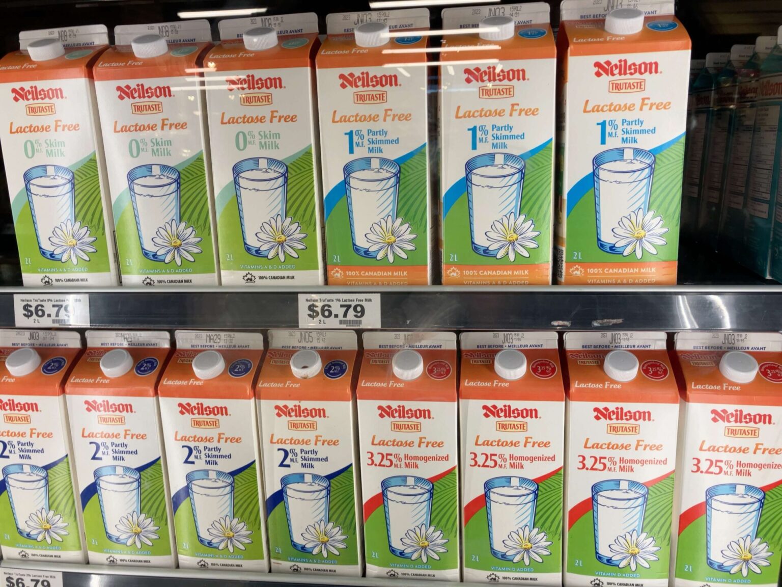 カナダの牛乳　milk sold in Canada