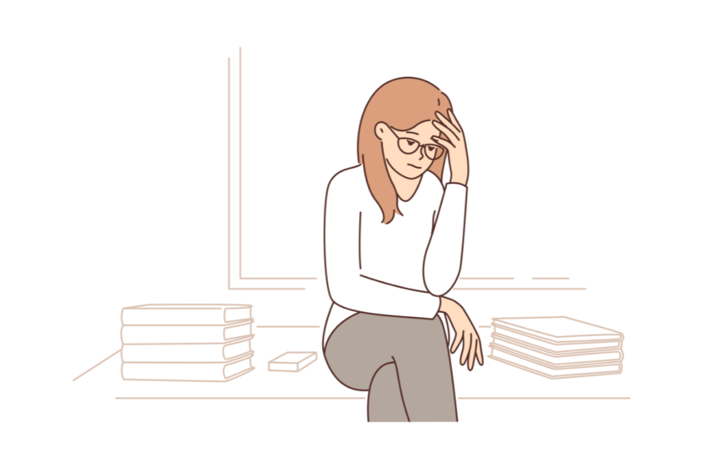 仕事が手に着かない様子の女性